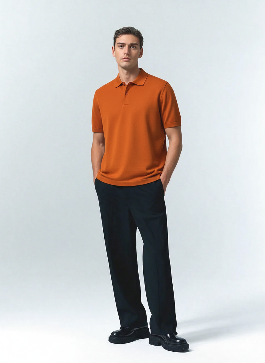Cotton Blend Solid Half Sleeves Polo T-Shirt